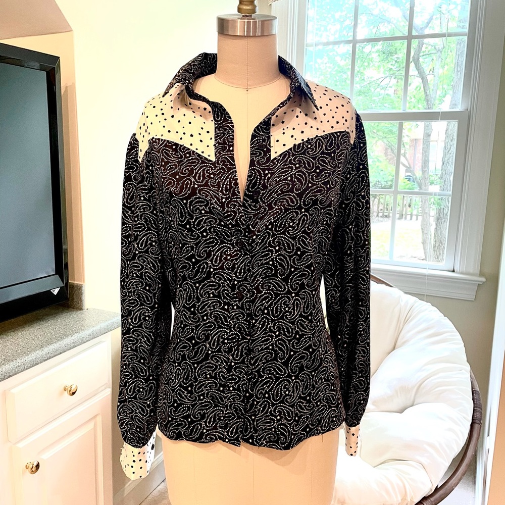 TOPSHOP Star/Paisley Button Down (Black/White)